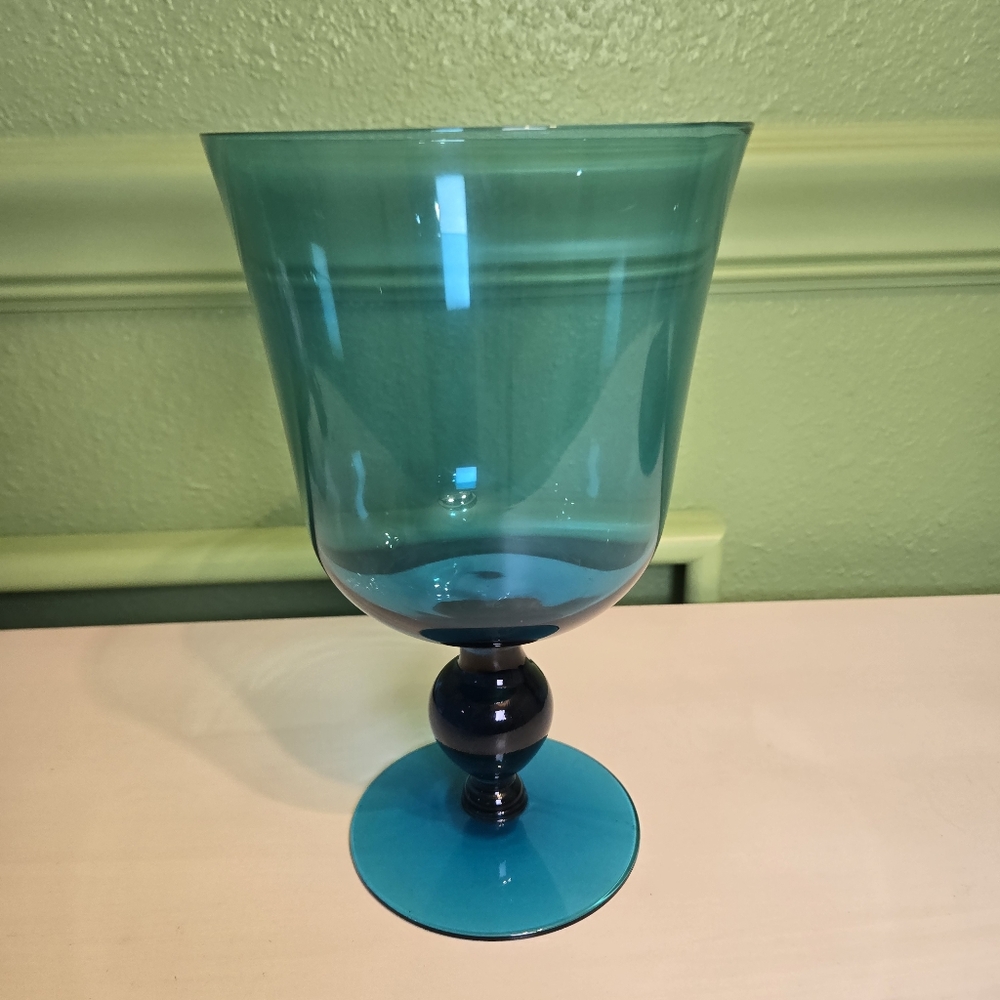 Beautiful Morgantown Teal Vase 8"